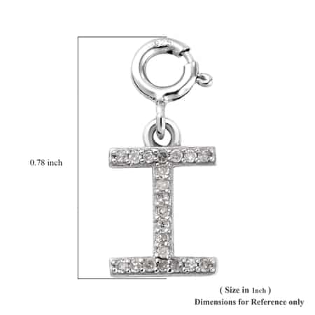 Diamond Initial I Charm in Platinum Over Sterling Silver 0.10 ctw image number 5