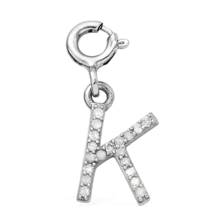 Diamond Initial K Charm in Platinum Over Sterling Silver 0.13 ctw image number 0