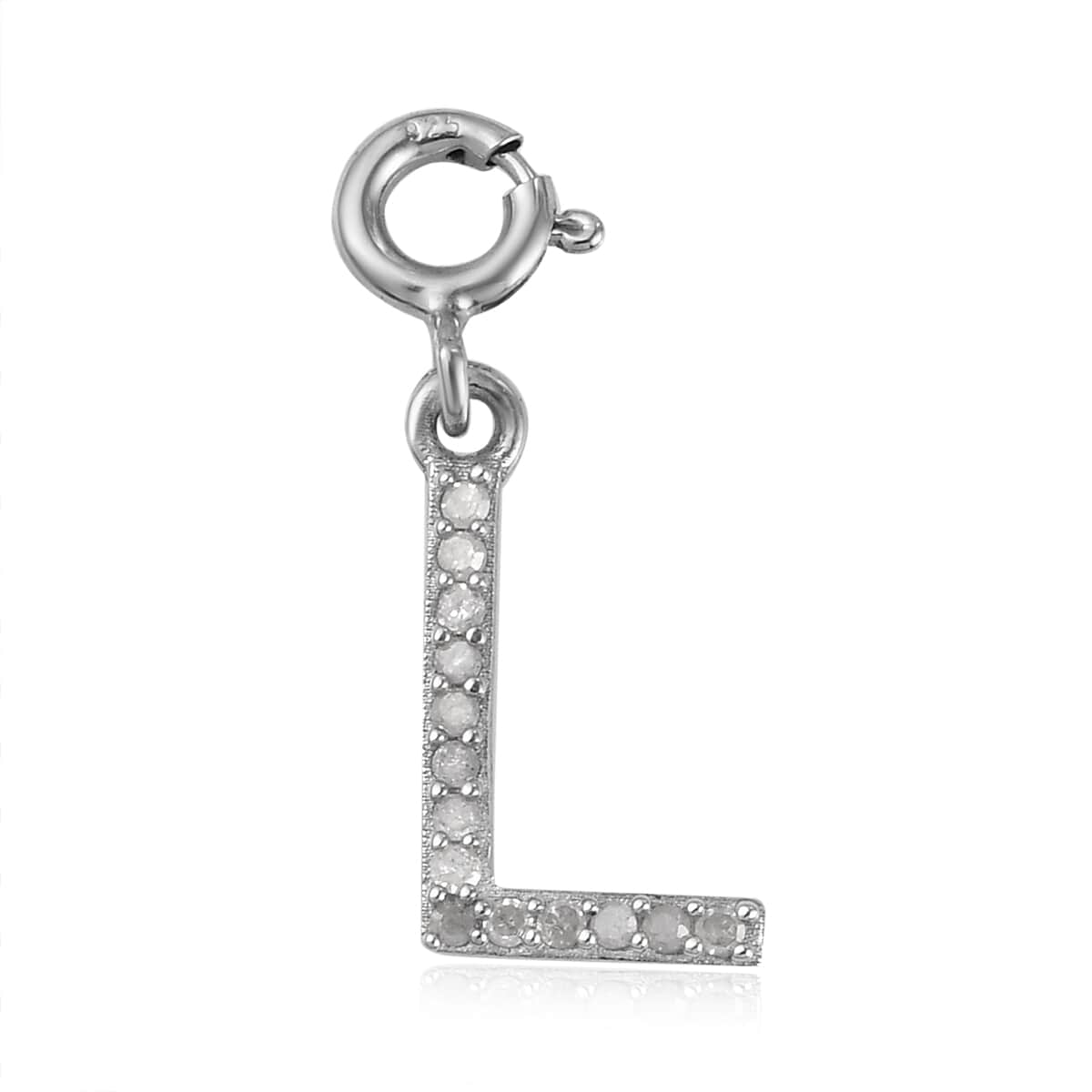 Diamond Initial L Charm in Platinum Over Sterling Silver 0.13 ctw image number 0