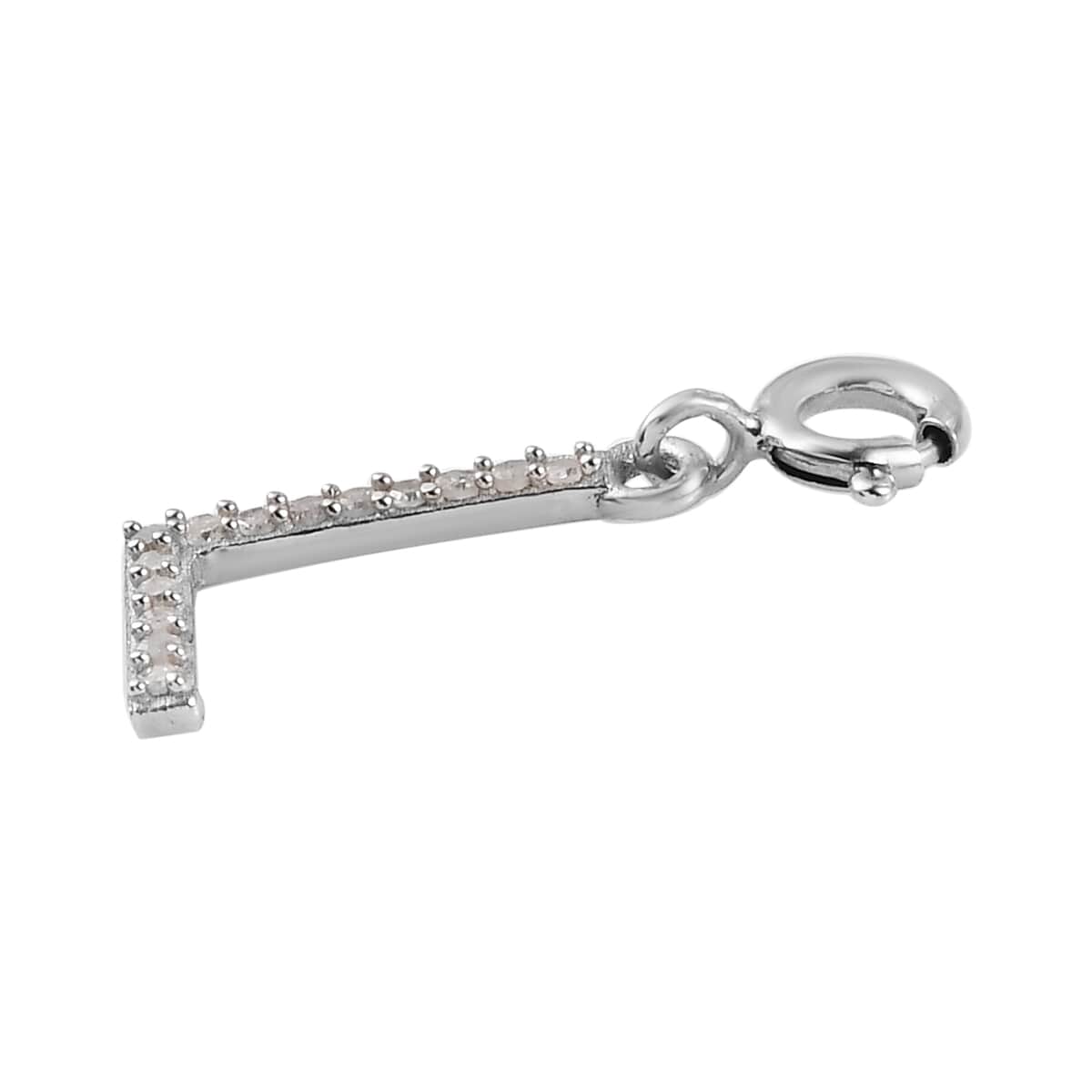 Diamond Initial L Charm in Platinum Over Sterling Silver 0.13 ctw image number 3