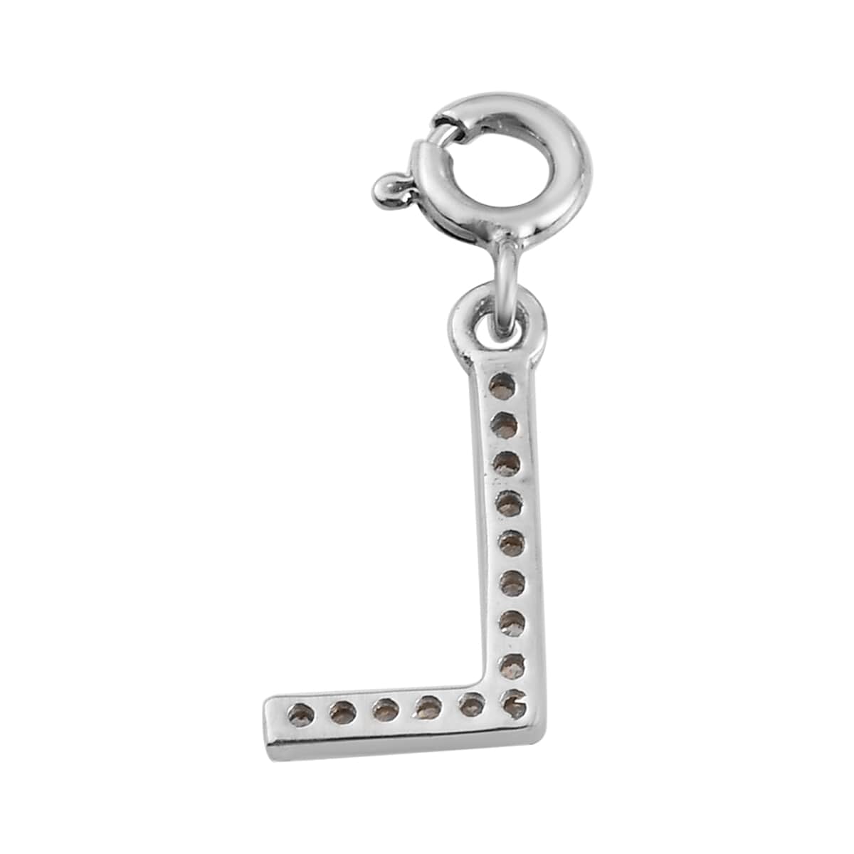 Diamond Initial L Charm in Platinum Over Sterling Silver 0.13 ctw image number 4