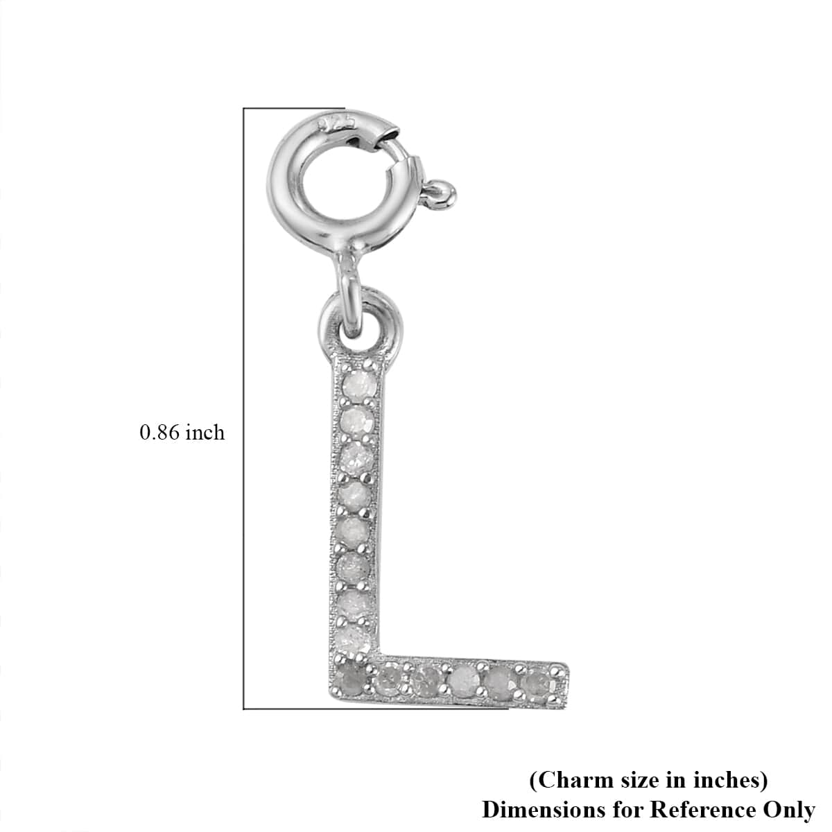 Diamond Initial L Charm in Platinum Over Sterling Silver 0.13 ctw image number 5