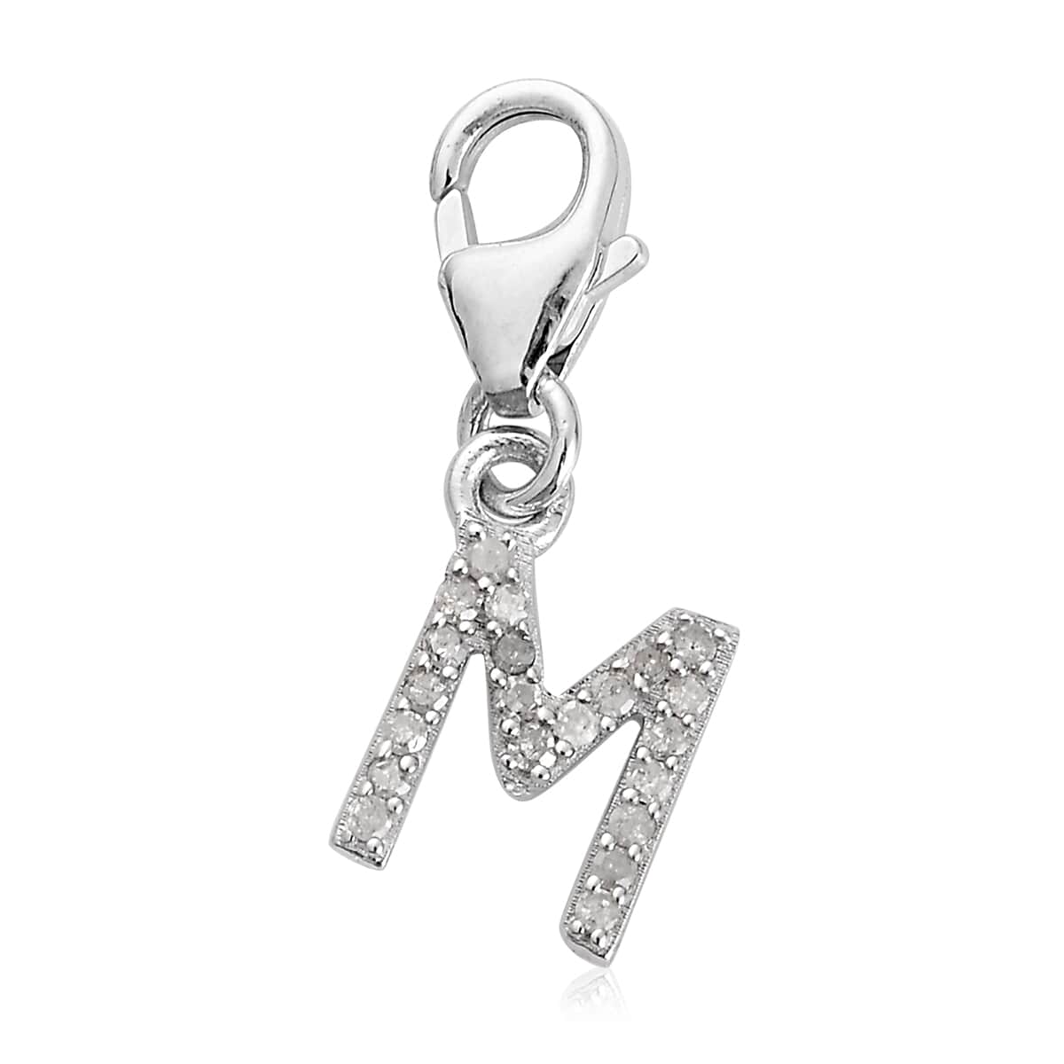 Diamond Initial M Charm in Platinum Over Sterling Silver 0.12 ctw image number 0