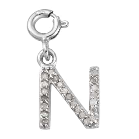 Diamond Initial N Charm in Platinum Over Sterling Silver 0.12 ctw image number 0
