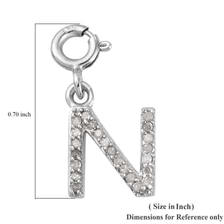 Diamond Initial N Charm in Platinum Over Sterling Silver 0.12 ctw image number 5