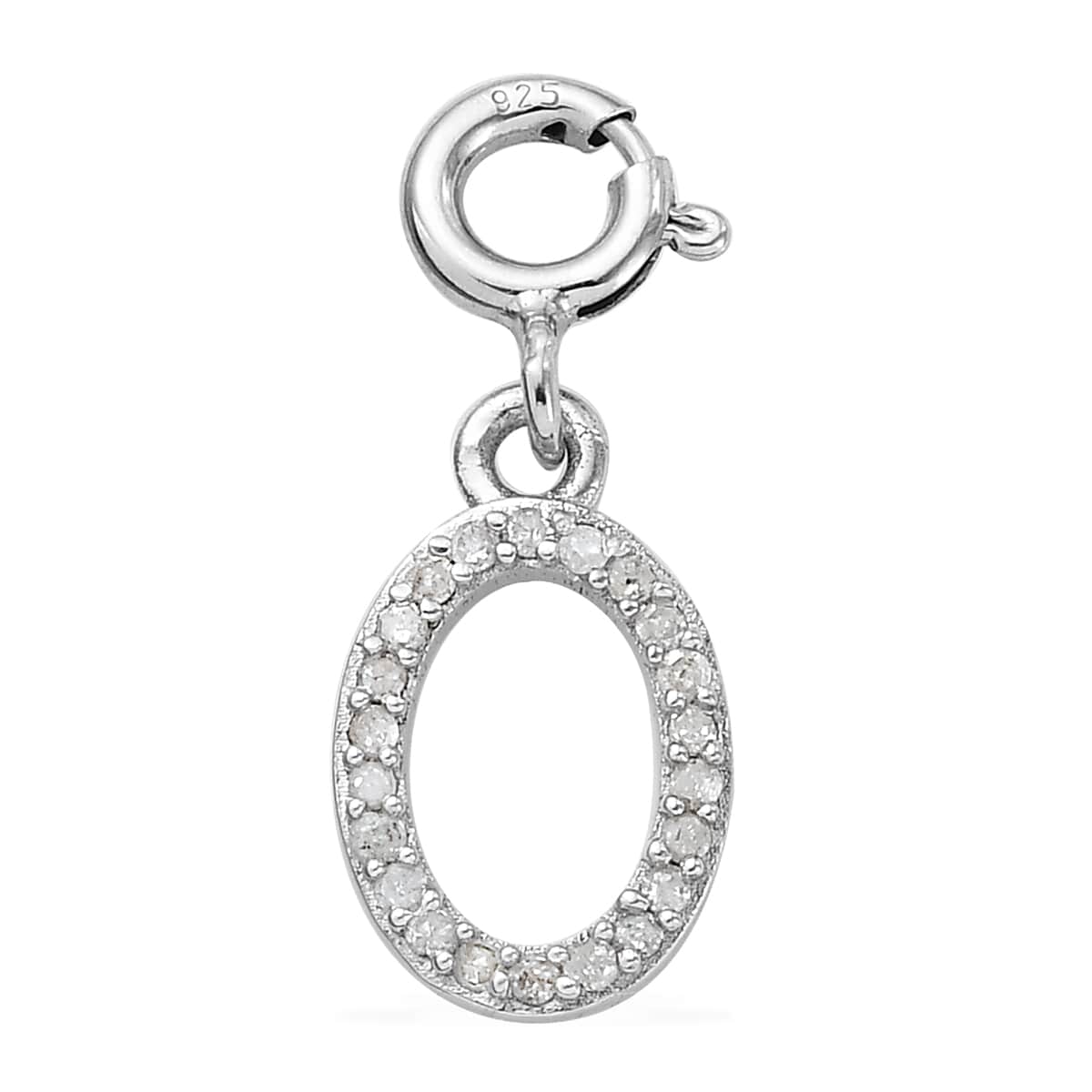 Diamond Initial O Charm in Platinum Over Sterling Silver 0.12 ctw image number 0