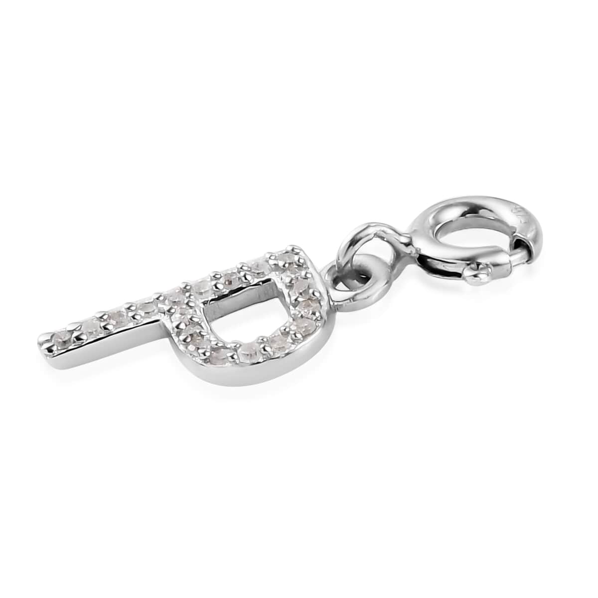 Diamond Initial P Charm in Platinum Over Sterling Silver 0.13 ctw image number 3