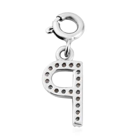 Diamond Initial P Charm in Platinum Over Sterling Silver 0.13 ctw image number 4