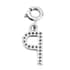 Diamond Initial P Charm in Platinum Over Sterling Silver 0.13 ctw image number 4