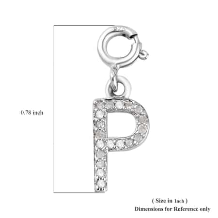Diamond Initial P Charm in Platinum Over Sterling Silver 0.13 ctw image number 5