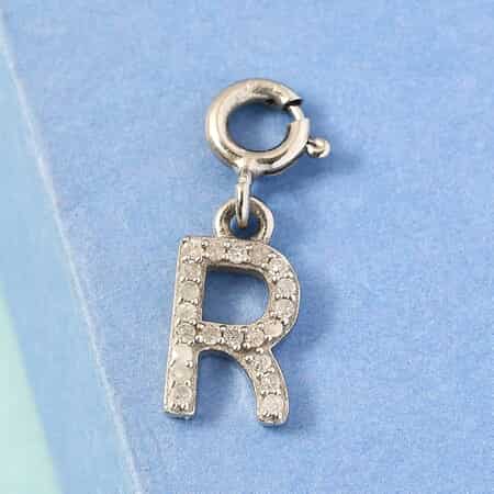 Diamond Initial R Charm in Platinum Over Sterling Silver 0.13 ctw image number 1
