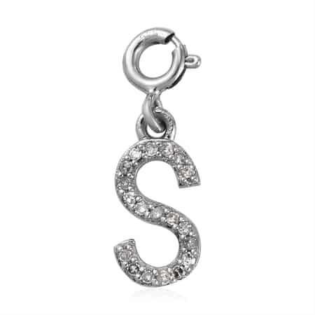 Diamond Initial S Charm in Platinum Over Sterling Silver 0.13 ctw image number 0