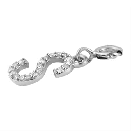 Diamond Initial S Charm in Platinum Over Sterling Silver 0.13 ctw image number 3
