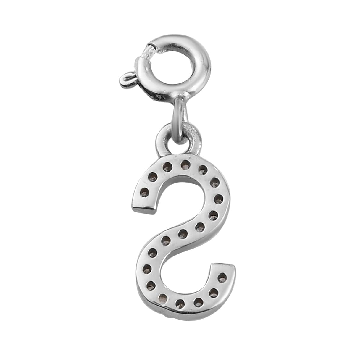 Diamond Initial S Charm in Platinum Over Sterling Silver 0.13 ctw image number 4