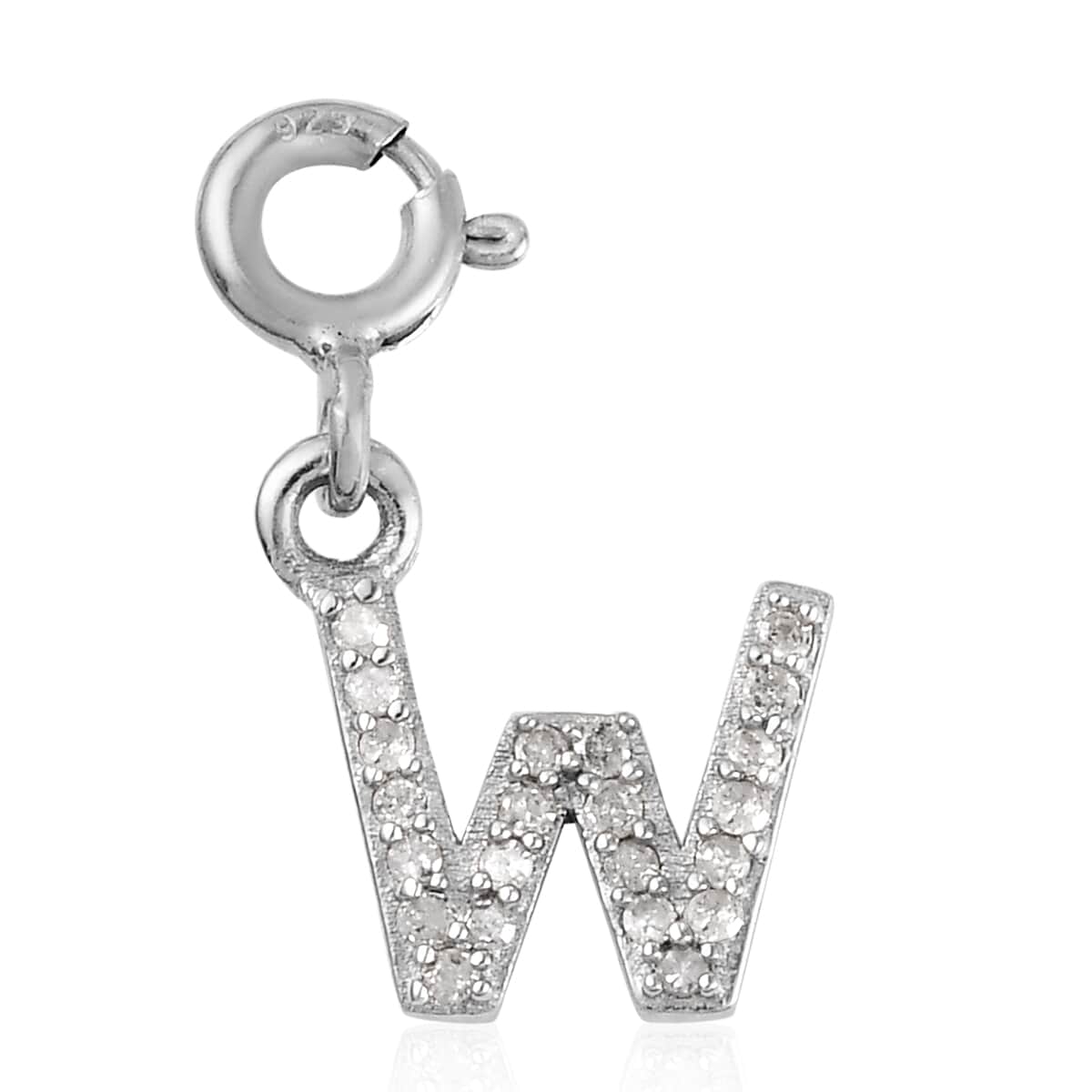 Diamond Initial W Charm in Platinum Over Sterling Silver 0.13 ctw image number 0