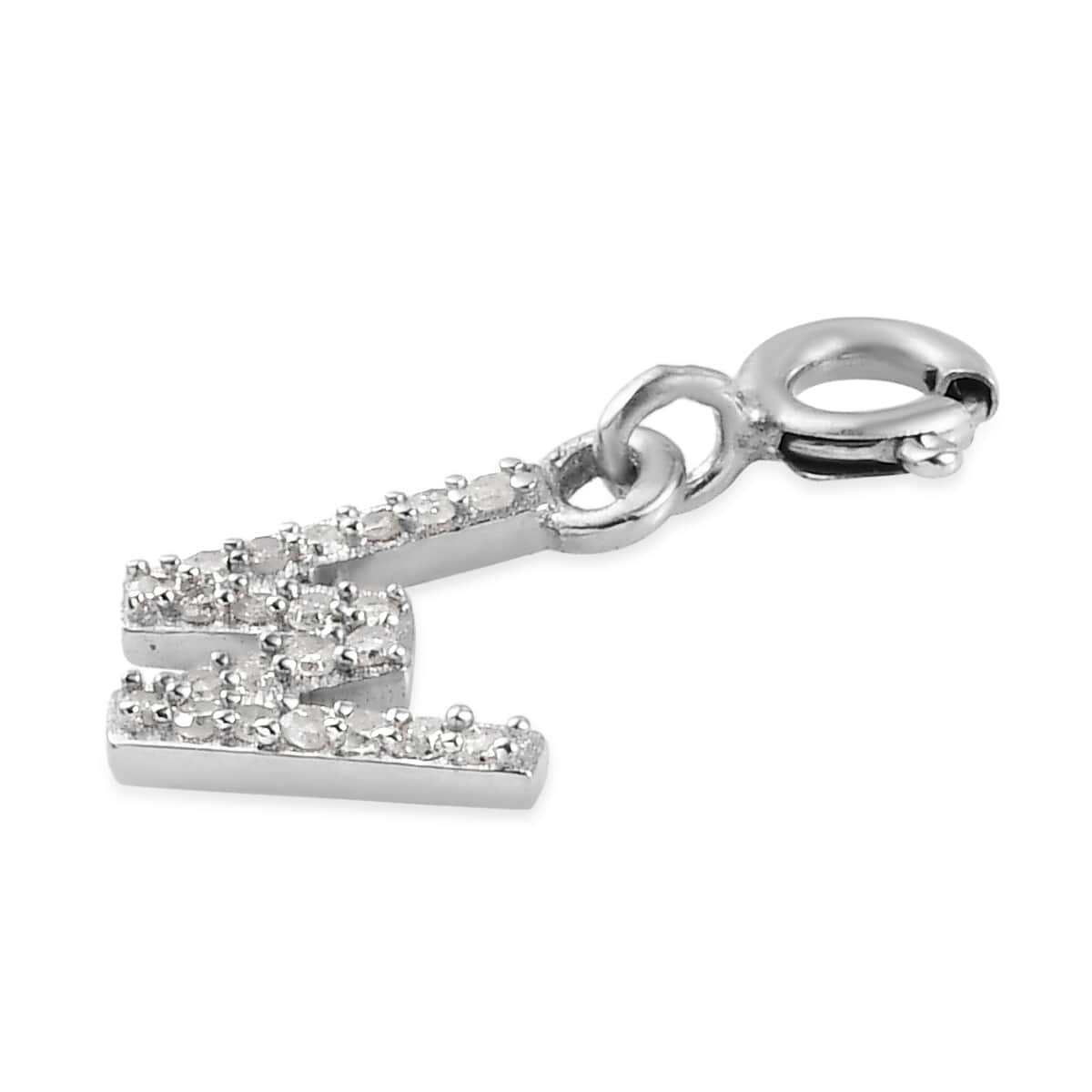 Diamond Initial W Charm in Platinum Over Sterling Silver 0.13 ctw image number 3