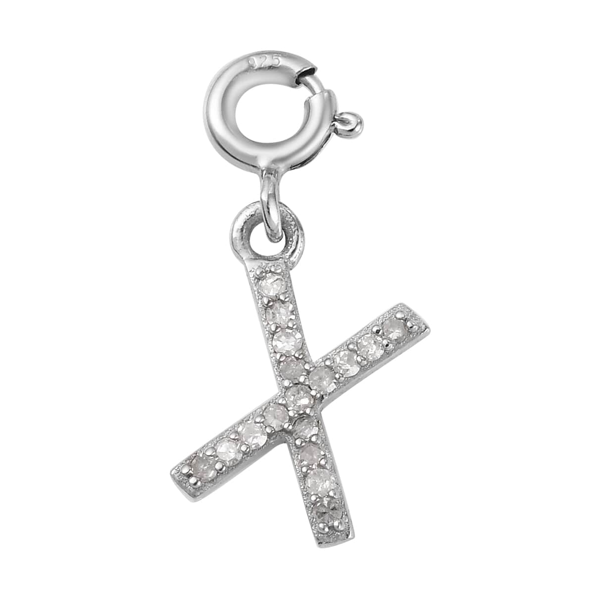 Diamond Initial X Charm in Platinum Over Sterling Silver 0.12 ctw image number 0