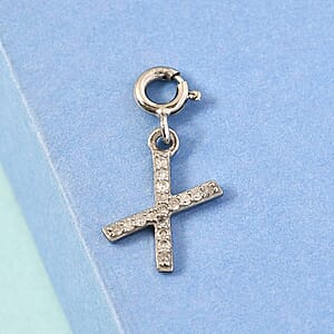 Diamond Initial X Charm in Platinum Over Sterling Silver 0.12 ctw