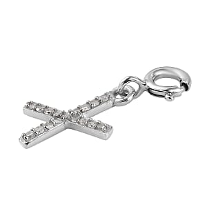 Diamond Initial X Charm in Platinum Over Sterling Silver 0.12 ctw