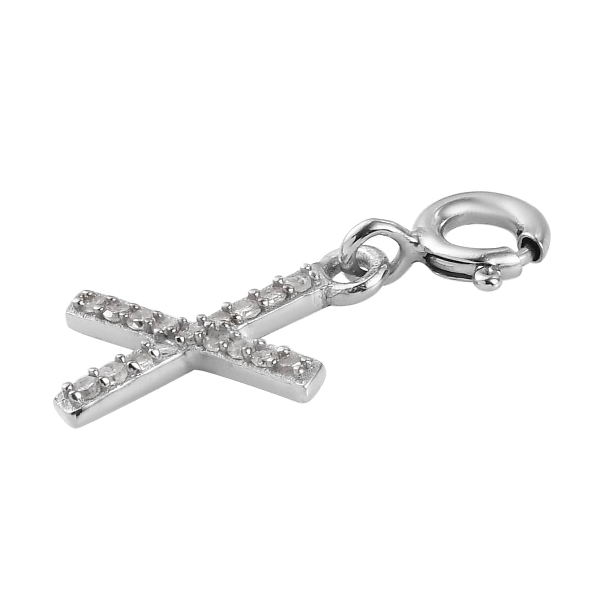 Diamond Initial X Charm in Platinum Over Sterling Silver 0.12 ctw image number 3