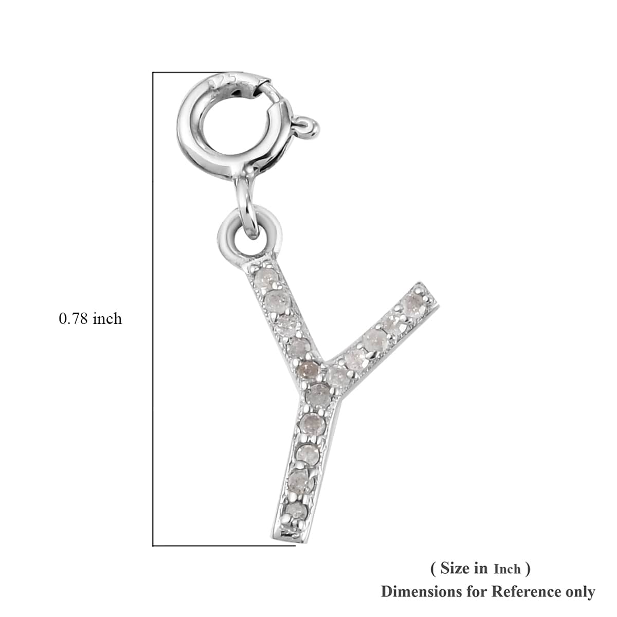 Diamond Initial Y Charm in Platinum Over Sterling Silver 0.12 ctw image number 5