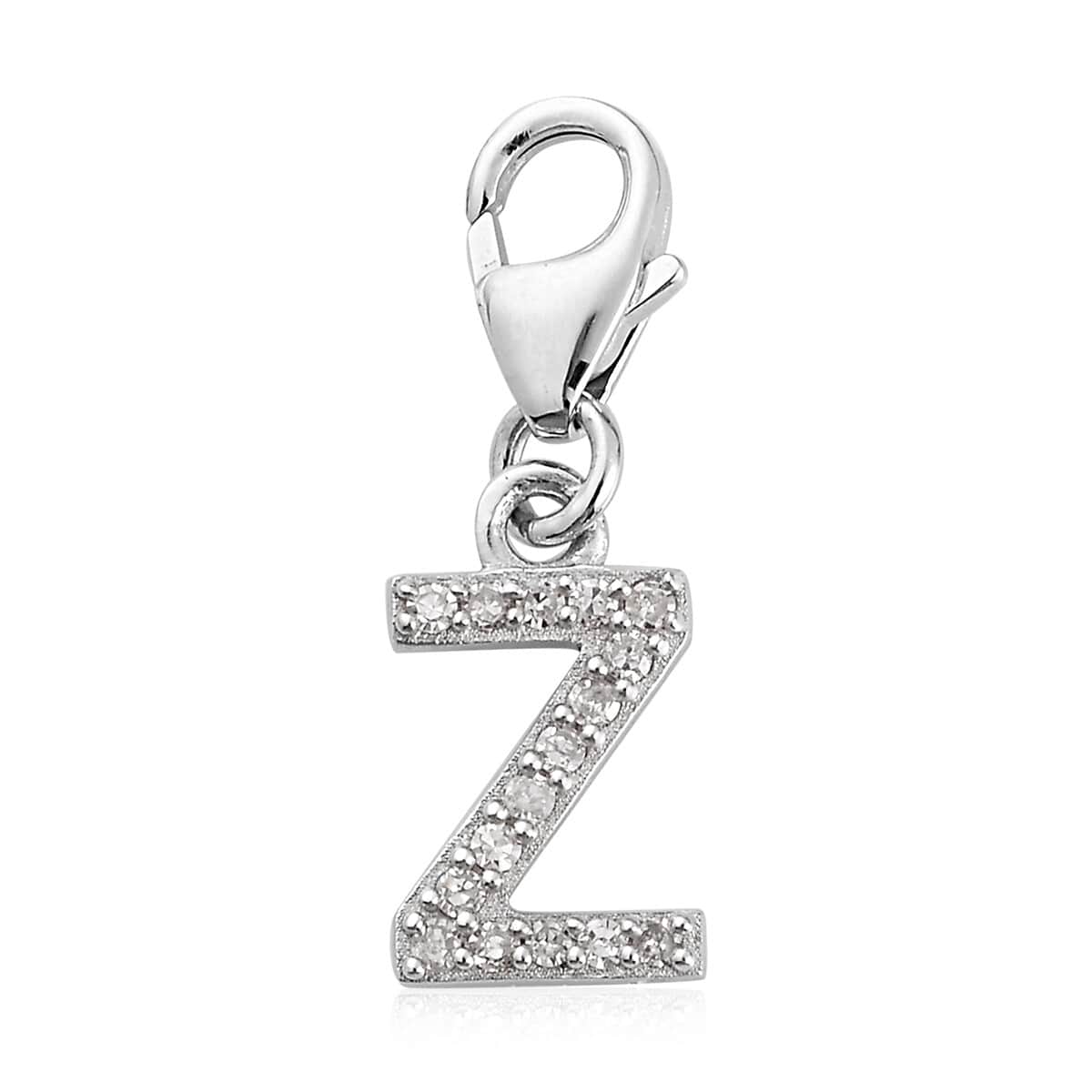 Diamond Initial Z Charm in Platinum Over Sterling Silver 0.12 ctw image number 0