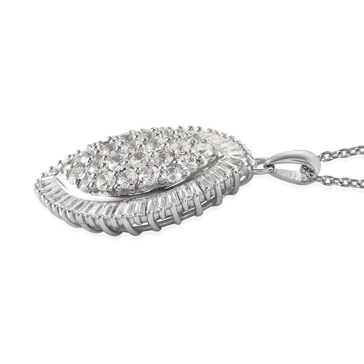 Lustro Stella Made with Finest CZ Pendant Necklace 20 Inches in Platinum Over Sterling Silver 6.55 ctw image number 3