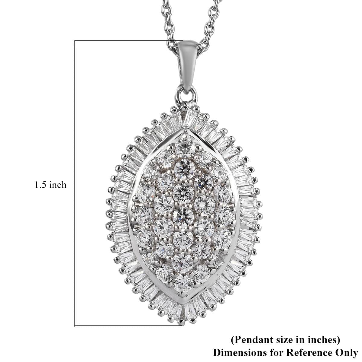 Lustro Stella Made with Finest CZ Pendant Necklace 20 Inches in Platinum Over Sterling Silver 6.55 ctw image number 5
