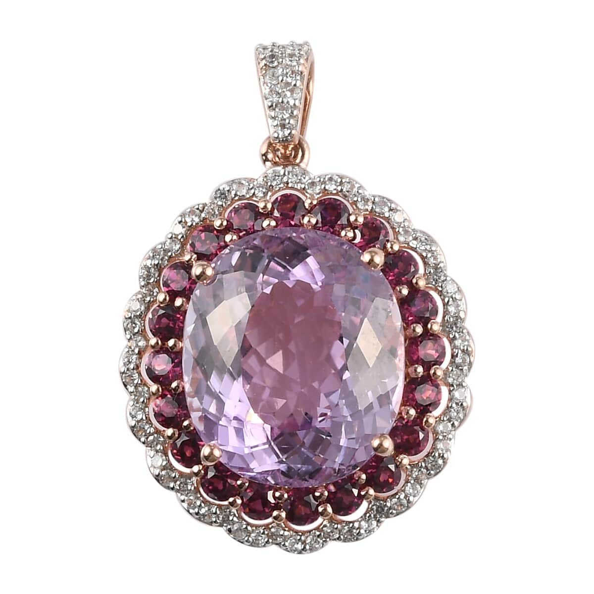 Kunzite and Multi Gemstone Pendant in 14K Rose Gold Over Sterling Silver 12.00 ctw image number 0