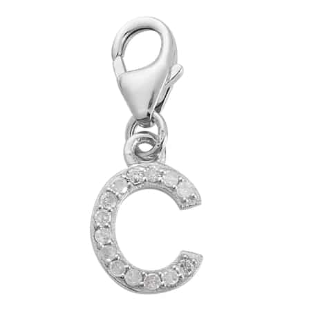 Diamond Initial C Charm in Platinum Over Sterling Silver 0.13 ctw image number 0