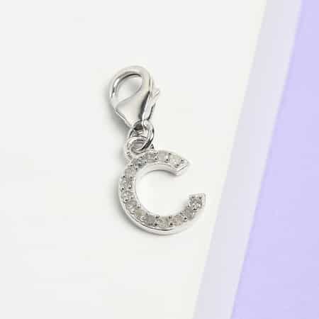 Diamond Initial C Charm in Platinum Over Sterling Silver 0.13 ctw image number 1