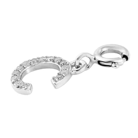 Diamond Initial C Charm in Platinum Over Sterling Silver 0.13 ctw image number 3