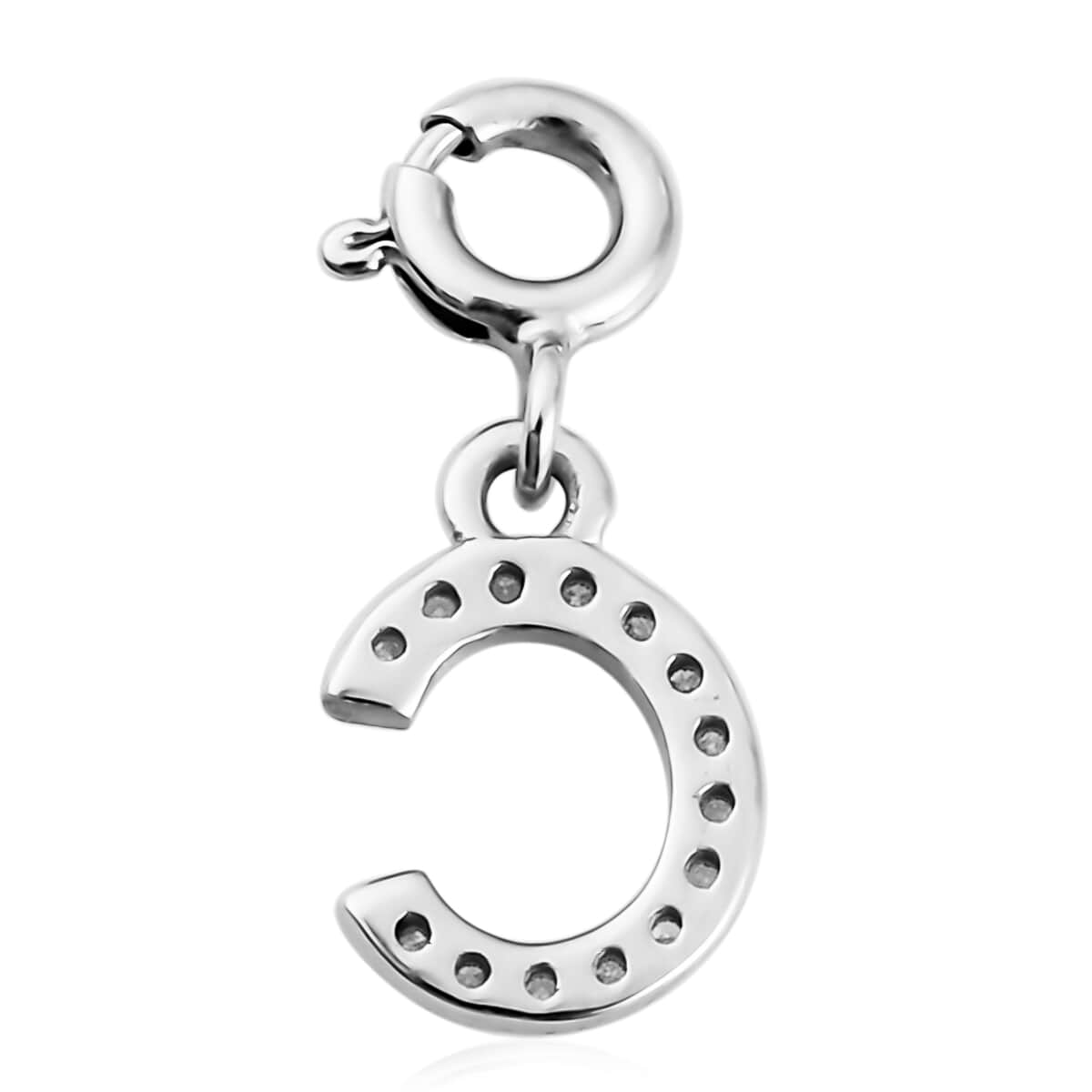 Diamond Initial C Charm in Platinum Over Sterling Silver 0.13 ctw image number 4