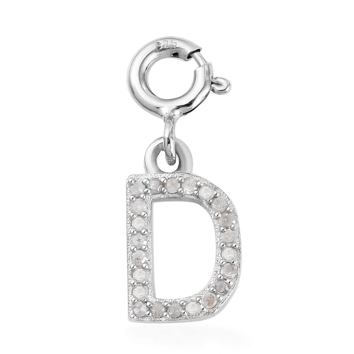 Diamond Initial D Charm in Platinum Over Sterling Silver 0.12 ctw image number 0