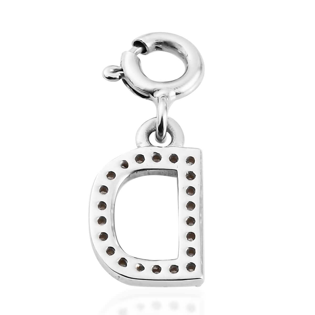 Diamond Initial D Charm in Platinum Over Sterling Silver 0.12 ctw image number 4