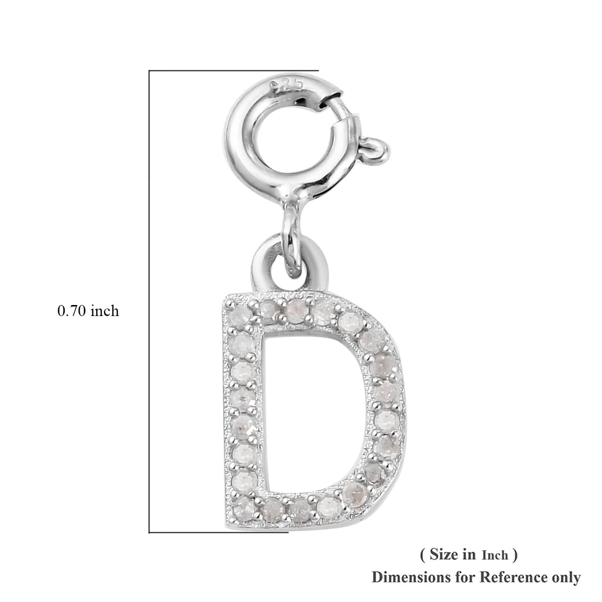 Diamond Initial D Charm in Platinum Over Sterling Silver 0.12 ctw image number 5