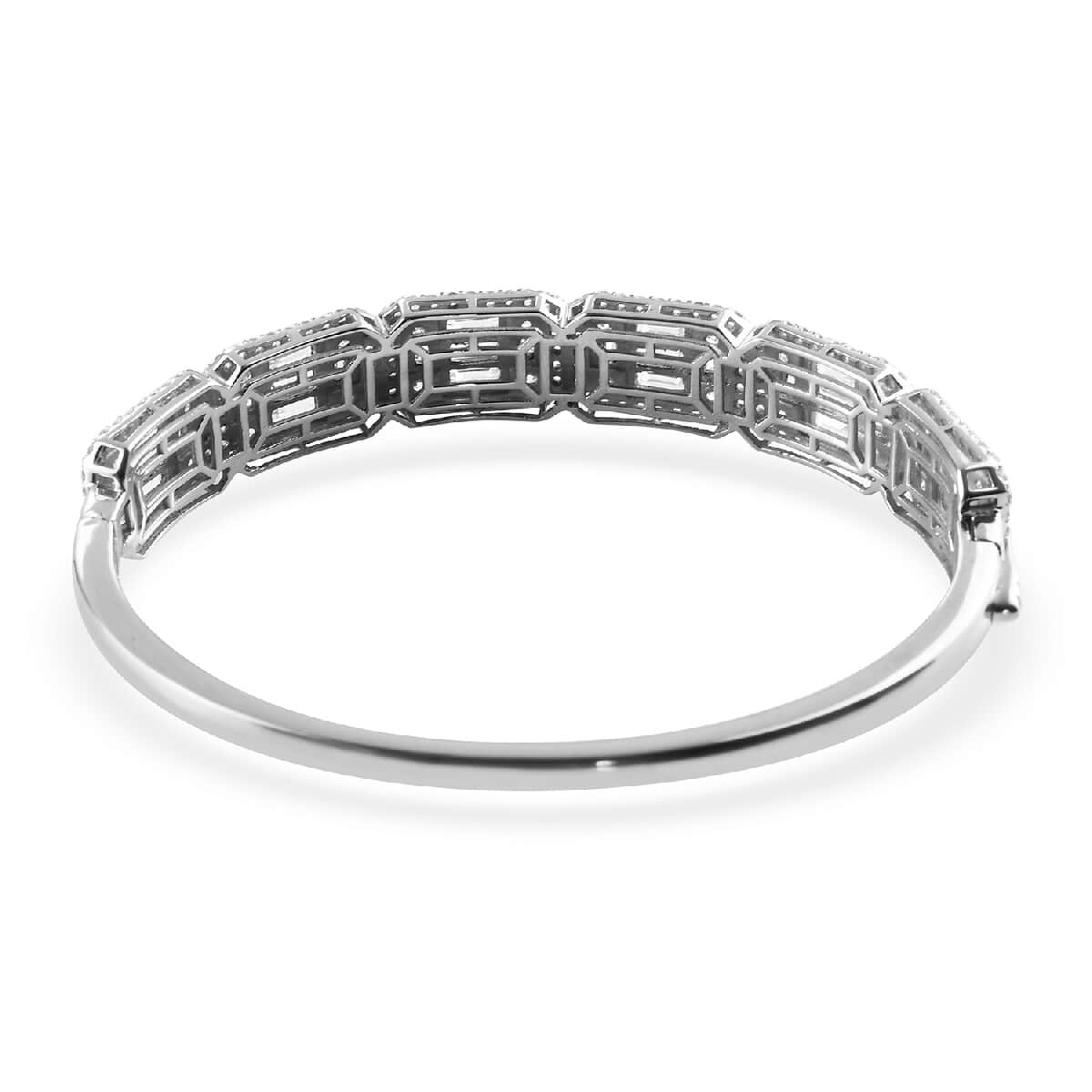 LUSTRO STELLA Made with Finest CZ Bangle Bracelet in Platinum Over Sterling Silver (7.25 in) 20.50 Grams 12.80 ctw image number 4
