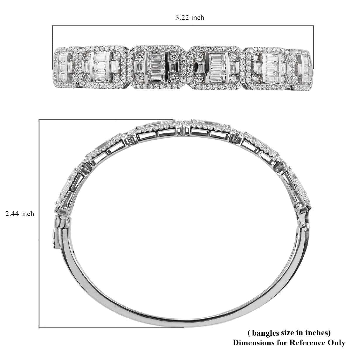 Lustro Stella Made with Finest CZ Bangle Bracelet in Platinum Over Sterling Silver (7.25 in) 12.80 ctw image number 5