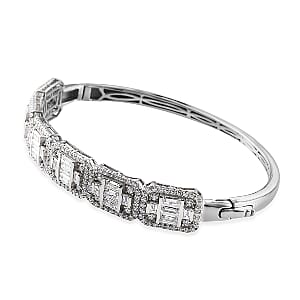 Lustro Stella Made with Finest CZ Bangle Bracelet in Platinum Over Sterling Silver (8 in) 21.70 Grams 12.80 ctw