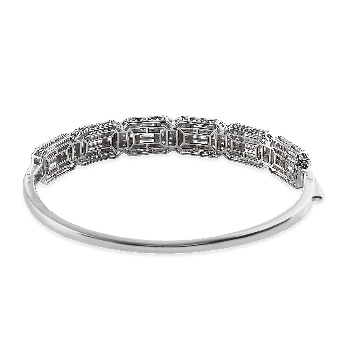 Lustro Stella Made with Finest CZ Bangle Bracelet in Platinum Over Sterling Silver (8 in) 21.70 Grams 12.80 ctw image number 4
