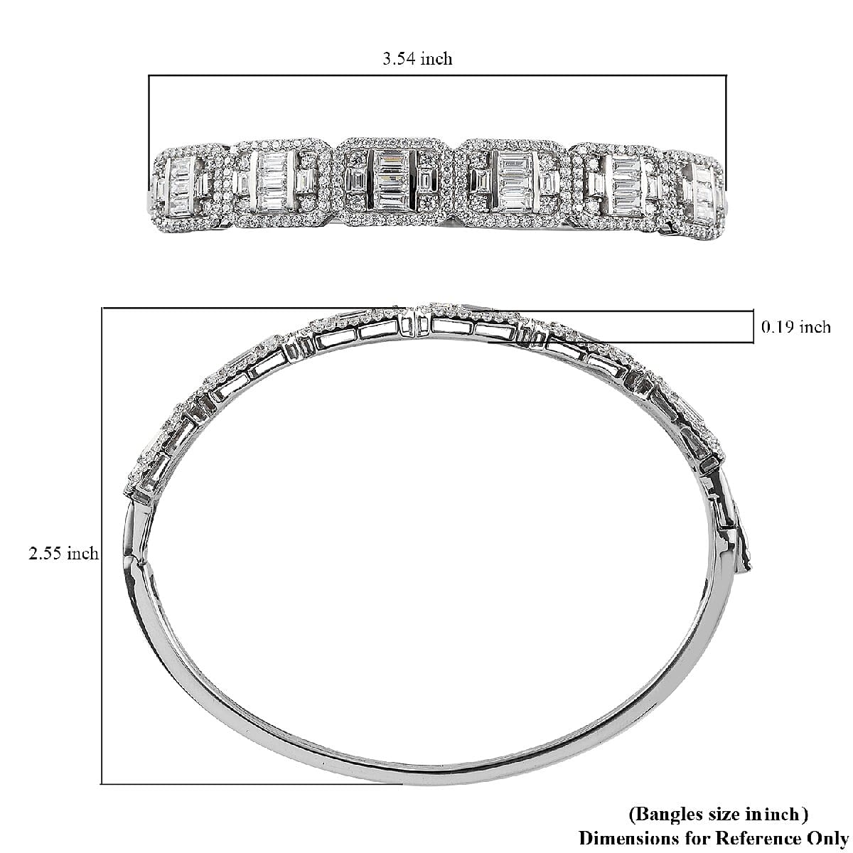 Lustro Stella Made with Finest CZ Bangle Bracelet in Platinum Over Sterling Silver (8 in) 21.70 Grams 12.80 ctw image number 5