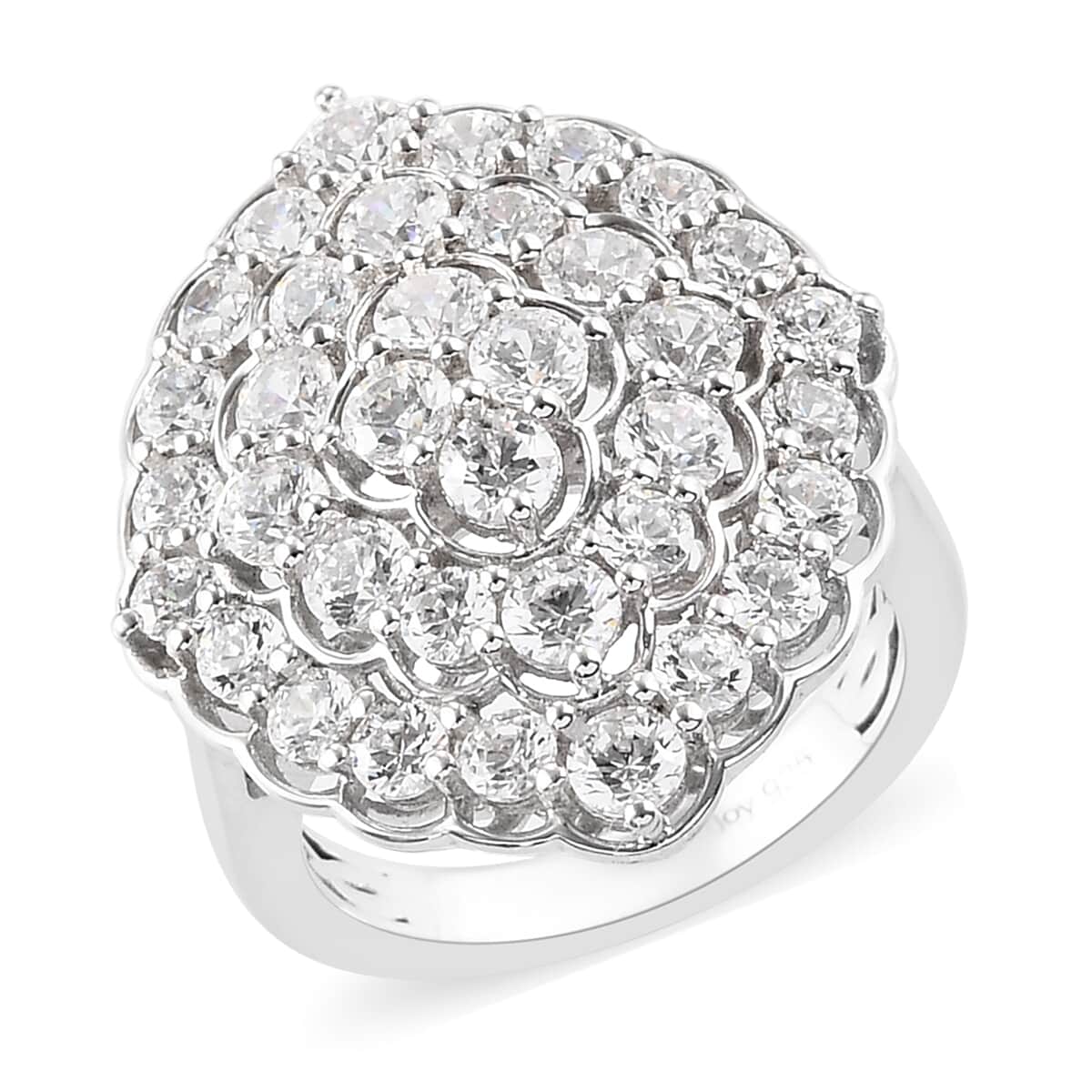 LUSTRO STELLA Made with Finest CZ Cluster Ring in Platinum Over Sterling Silver (Size 7.0) 5.40 ctw image number 0