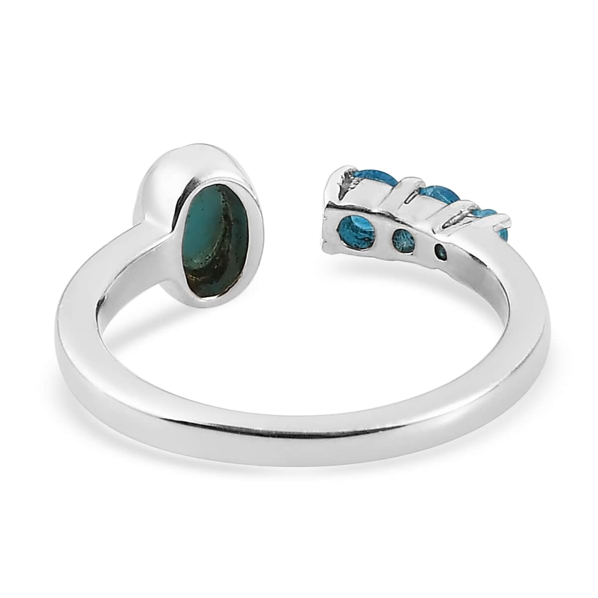 Larimar and Malgache Neon Apatite Open Shank Ring in Platinum Over Sterling Silver 0.75 ctw image number 6