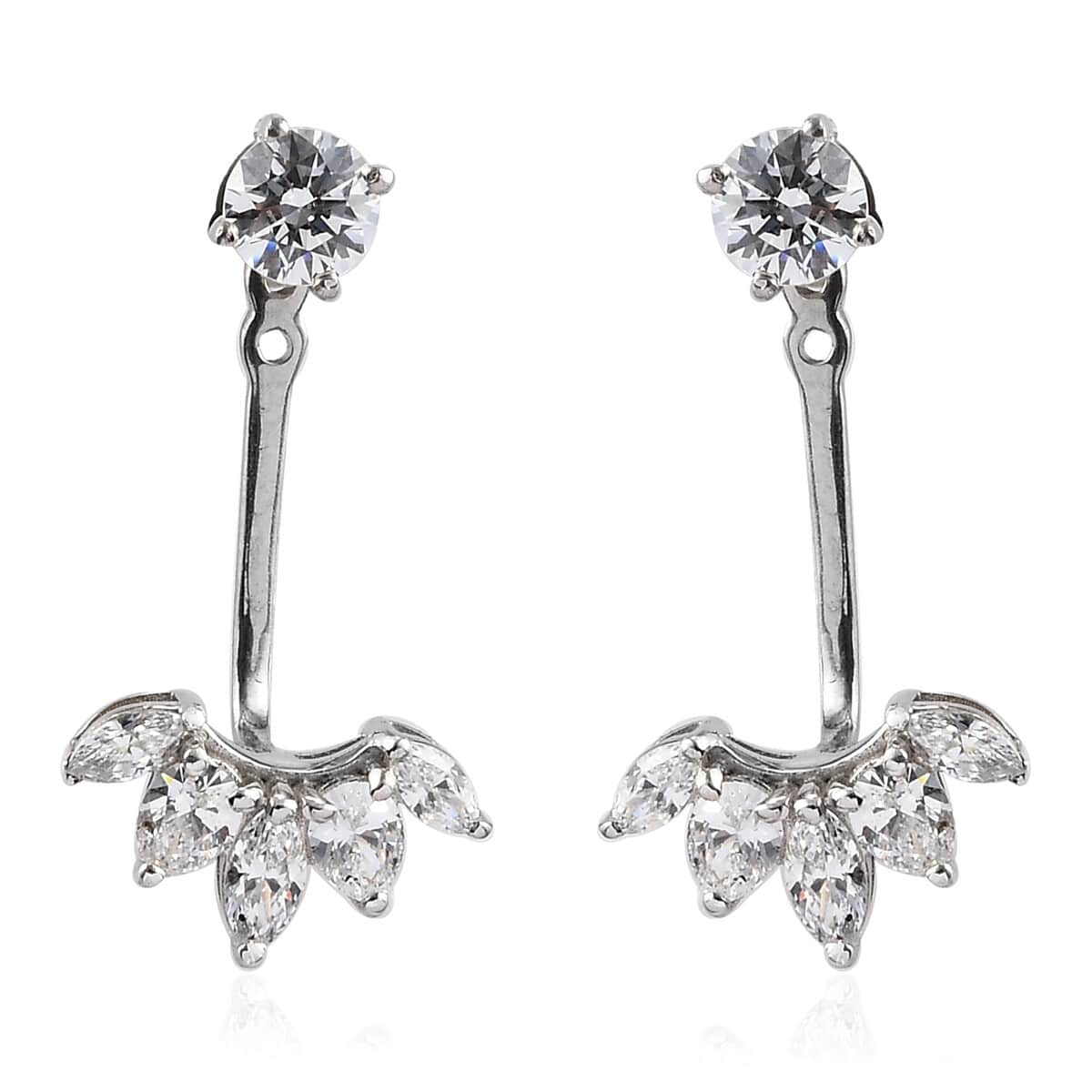 Lustro Stella Made with Finest CZ Dangling Earrings in Platinum Over Sterling Silver 3.25 ctw image number 0