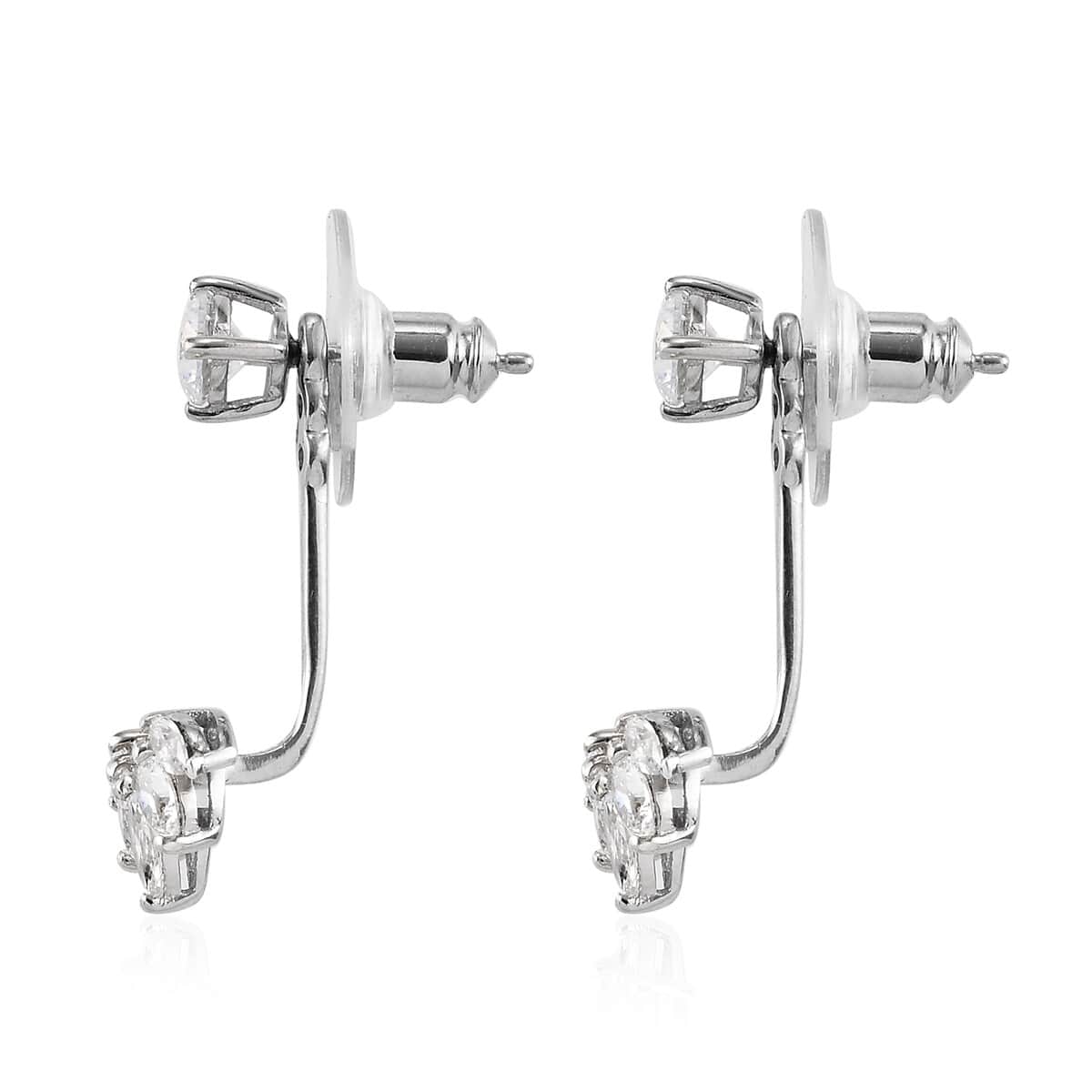 Lustro Stella Made with Finest CZ Dangling Earrings in Platinum Over Sterling Silver 3.25 ctw image number 3