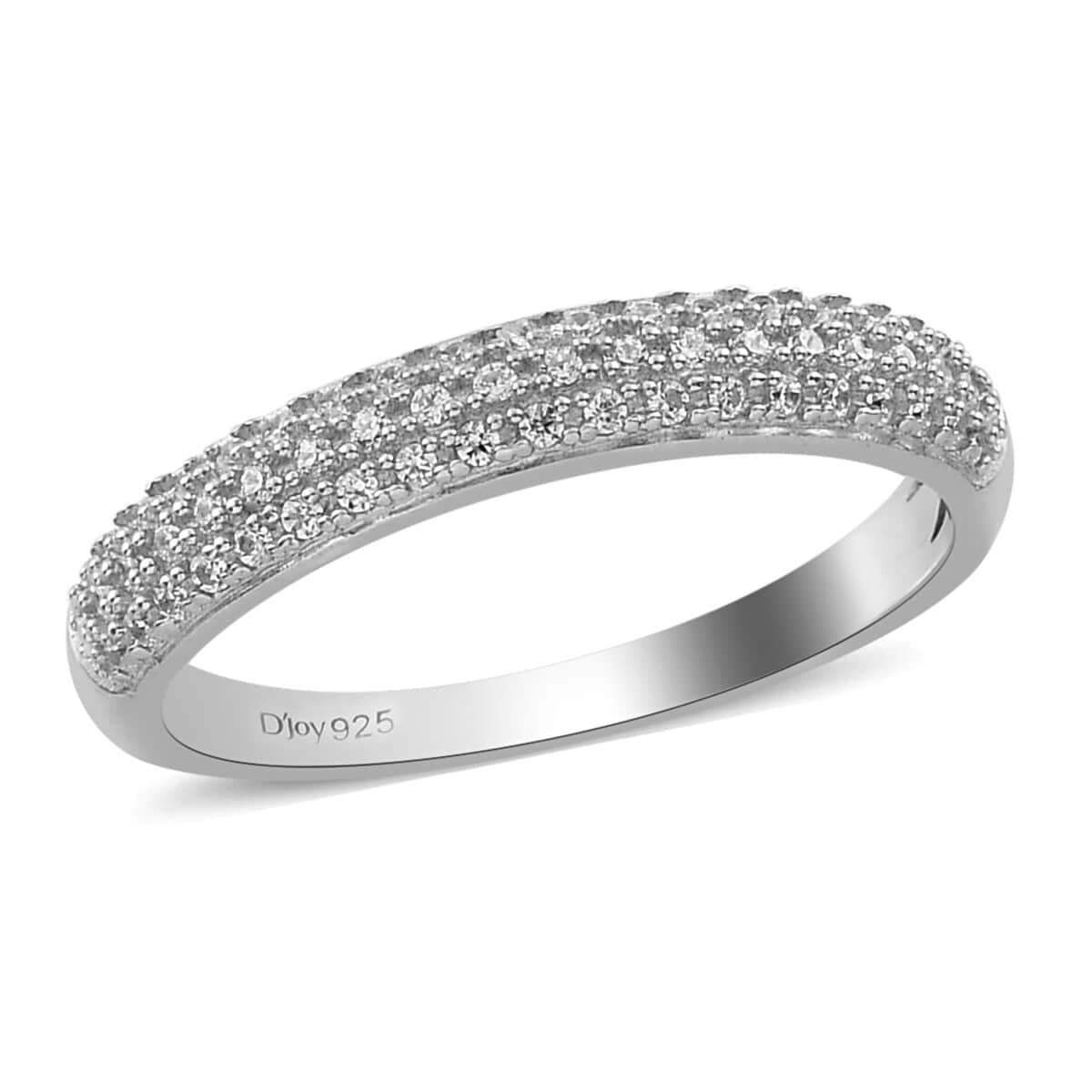 LUSTRO STELLA Made with Finest CZ Band Ring in Platinum Over Sterling Silver (Size 7.0) 0.35 ctw image number 0