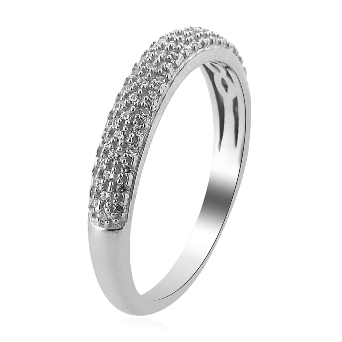 LUSTRO STELLA Made with Finest CZ Band Ring in Platinum Over Sterling Silver (Size 7.0) 0.35 ctw image number 3