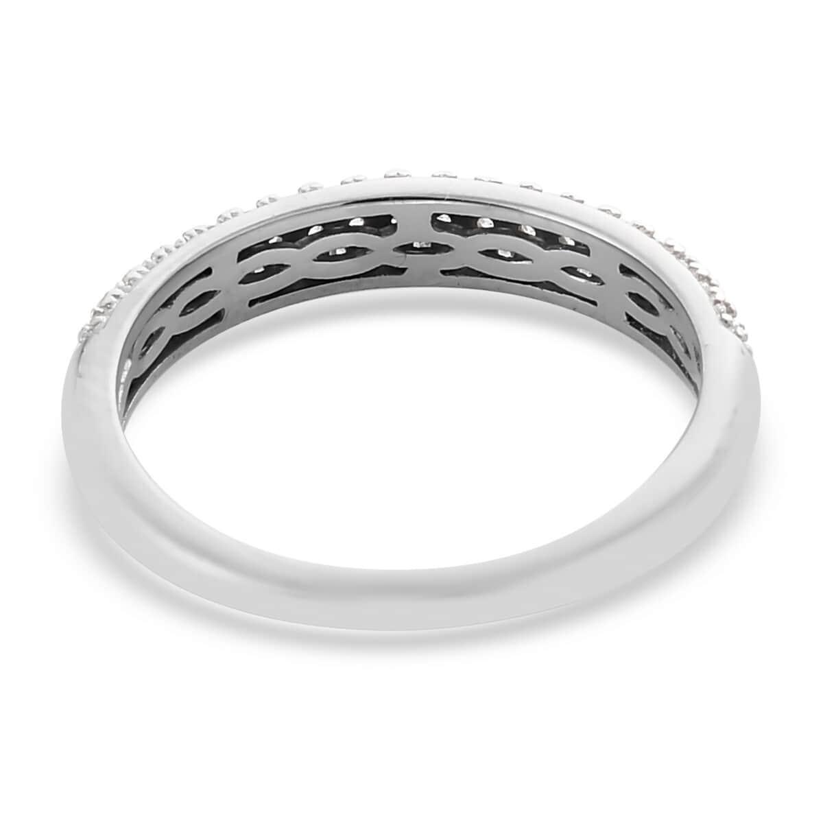 LUSTRO STELLA Made with Finest CZ Band Ring in Platinum Over Sterling Silver (Size 7.0) 0.35 ctw image number 4