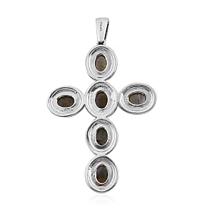 Malagasy Labradorite Cross Pendant in Stainless Steel 9.50 ctw