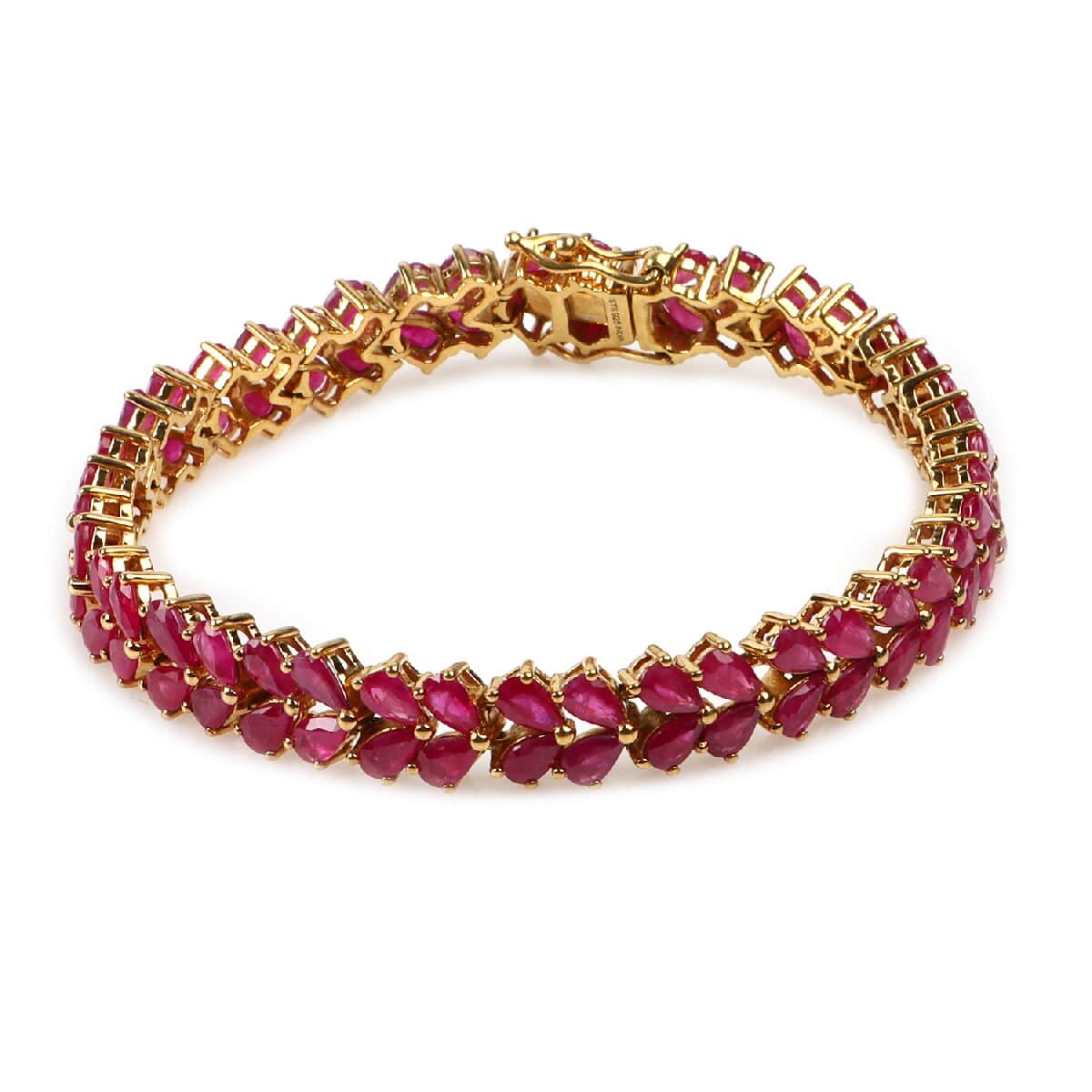 Royal Thai Ruby Bracelet in 14K Yellow Gold Over Sterling Silver (7.00 In) 26.90 ctw image number 0